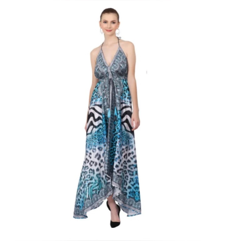 Advance-Women's Maxi High-Low Halter Summer Beach Party Dress One Size fits